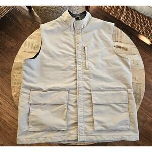 Lands' End Fleece Lined Utility Vest Men’s Size L Multi Pockets Cargo Outdoors